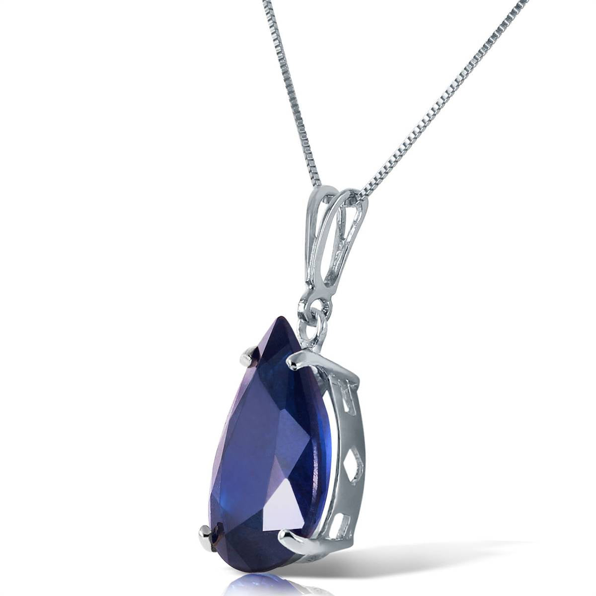 4.65 Carat 14K Solid White Gold Sketched In Memory Sapphire Necklace