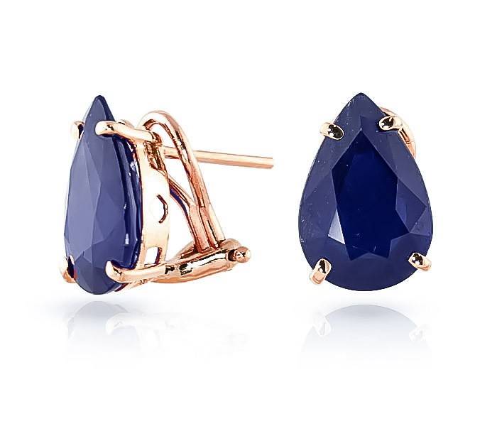 14K Solid Rose Gold French Clips Natural Sapphire Earrings Gemstone