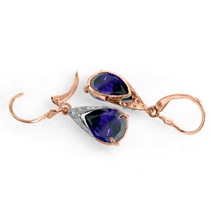 9.3 Carat 14K Solid Rose Gold Ocean Sapphire Earrings