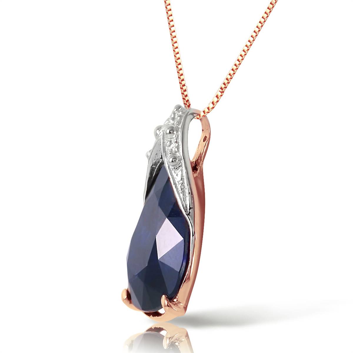 4.65 Carat 14K Solid Rose Gold Ocean Sapphire Necklace