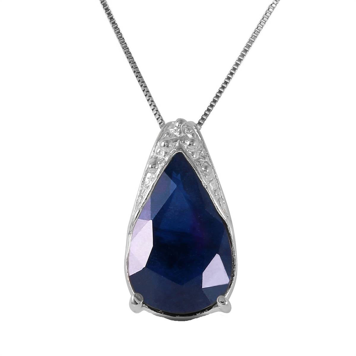 4.65 Carat 14K Solid White Gold Rising Angel Sapphire Necklace