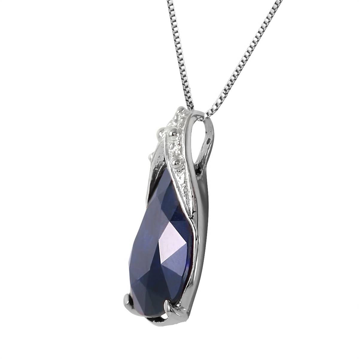 4.65 Carat 14K Solid White Gold Rising Angel Sapphire Necklace