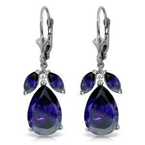 10.3 Carat 14K Solid White Gold Anxiously Waiting Sapphire Earrings