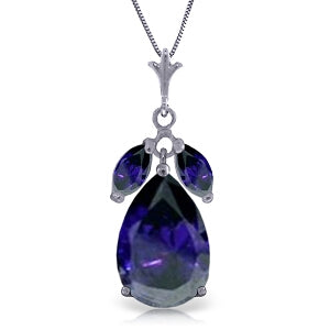 5.15 Carat 14K Solid White Gold Great Personality Sapphire Necklace