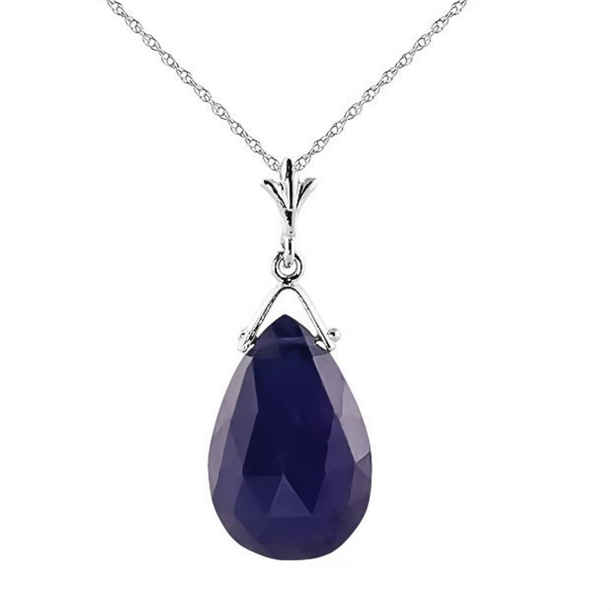 7.8 Carat 14K Solid White Gold Necklace Briolette Sapphire