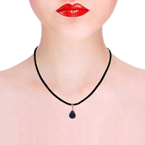 14K Solid Rose Gold & Leather Diamond/Sapphire Necklace