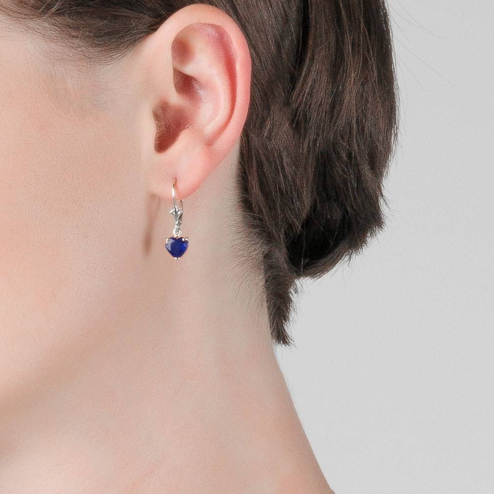 3.1 Carat 14K Solid White Gold Emotions Expressed Sapphire Earrings