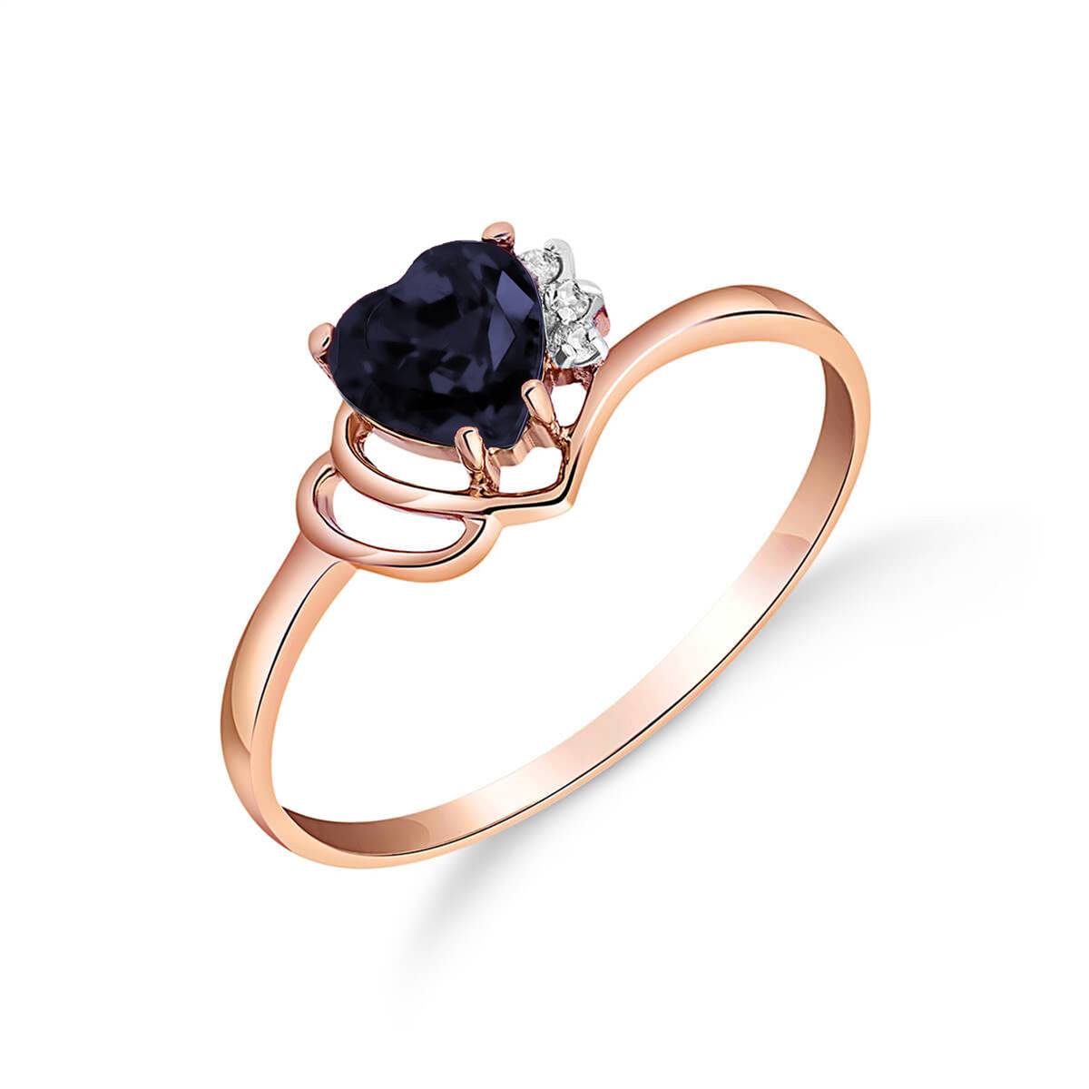 1.02 Carat 14K Solid Rose Gold Dainty Heart Sapphire Diamond Ring