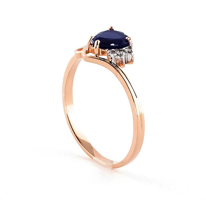 1.02 Carat 14K Solid Rose Gold Dainty Heart Sapphire Diamond Ring