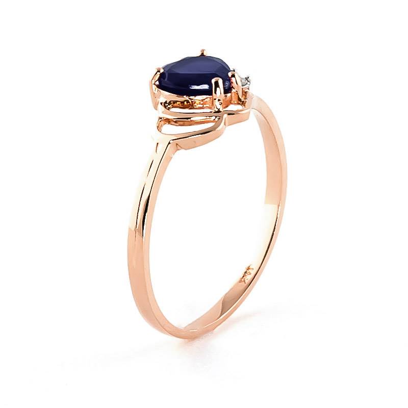 1.02 Carat 14K Solid Rose Gold Dainty Heart Sapphire Diamond Ring