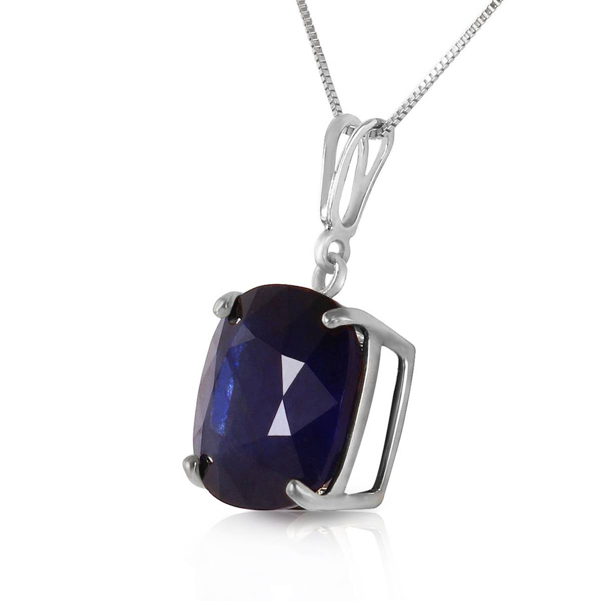 4.83 Carat 14K Solid White Gold Necklace Cushion Shape Sapphire