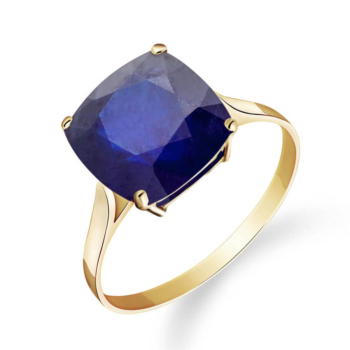 4.83 Carat 14K Solid Yellow Gold Ring Natural Cushion Sapphire