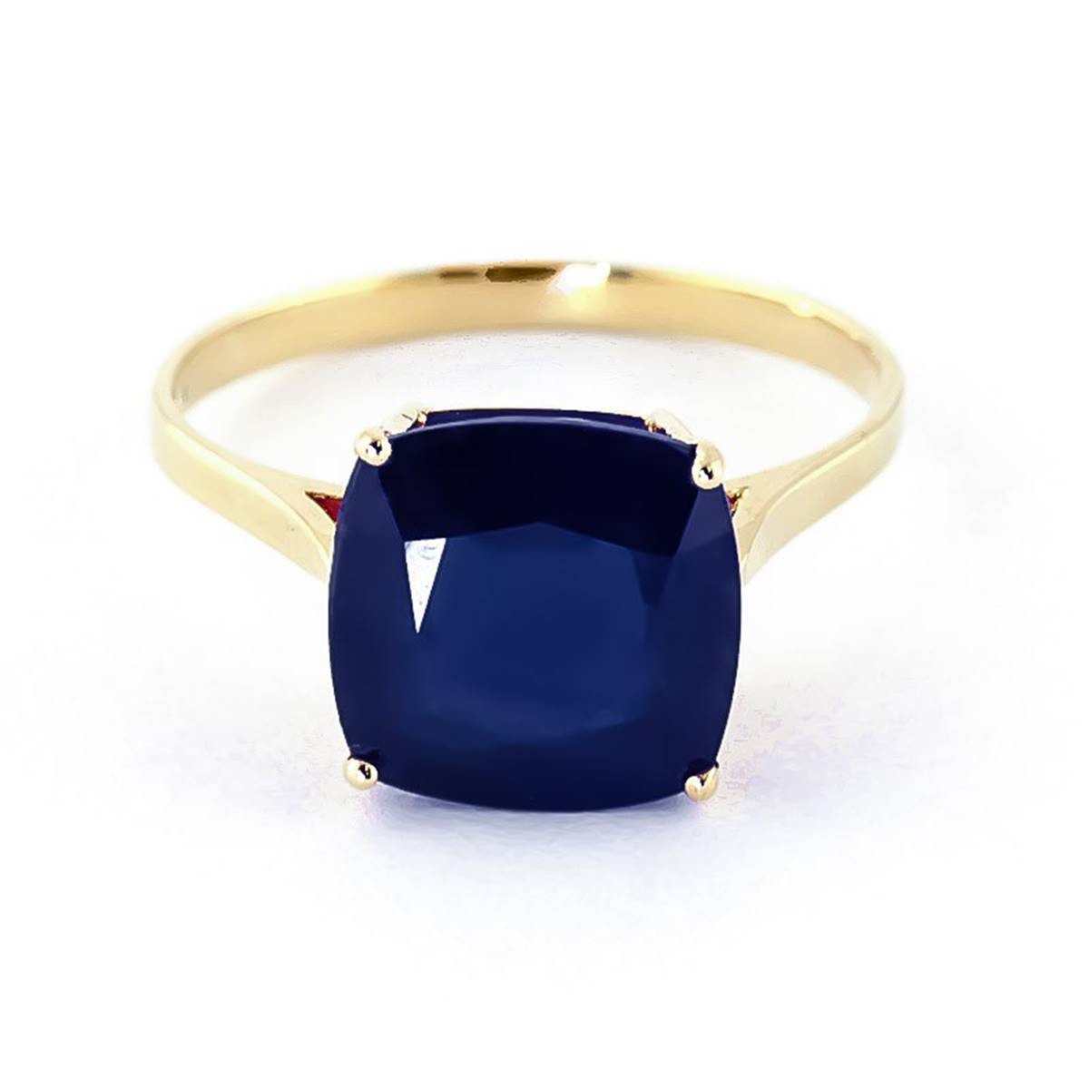 4.83 Carat 14K Solid Yellow Gold Ring Natural Cushion Sapphire