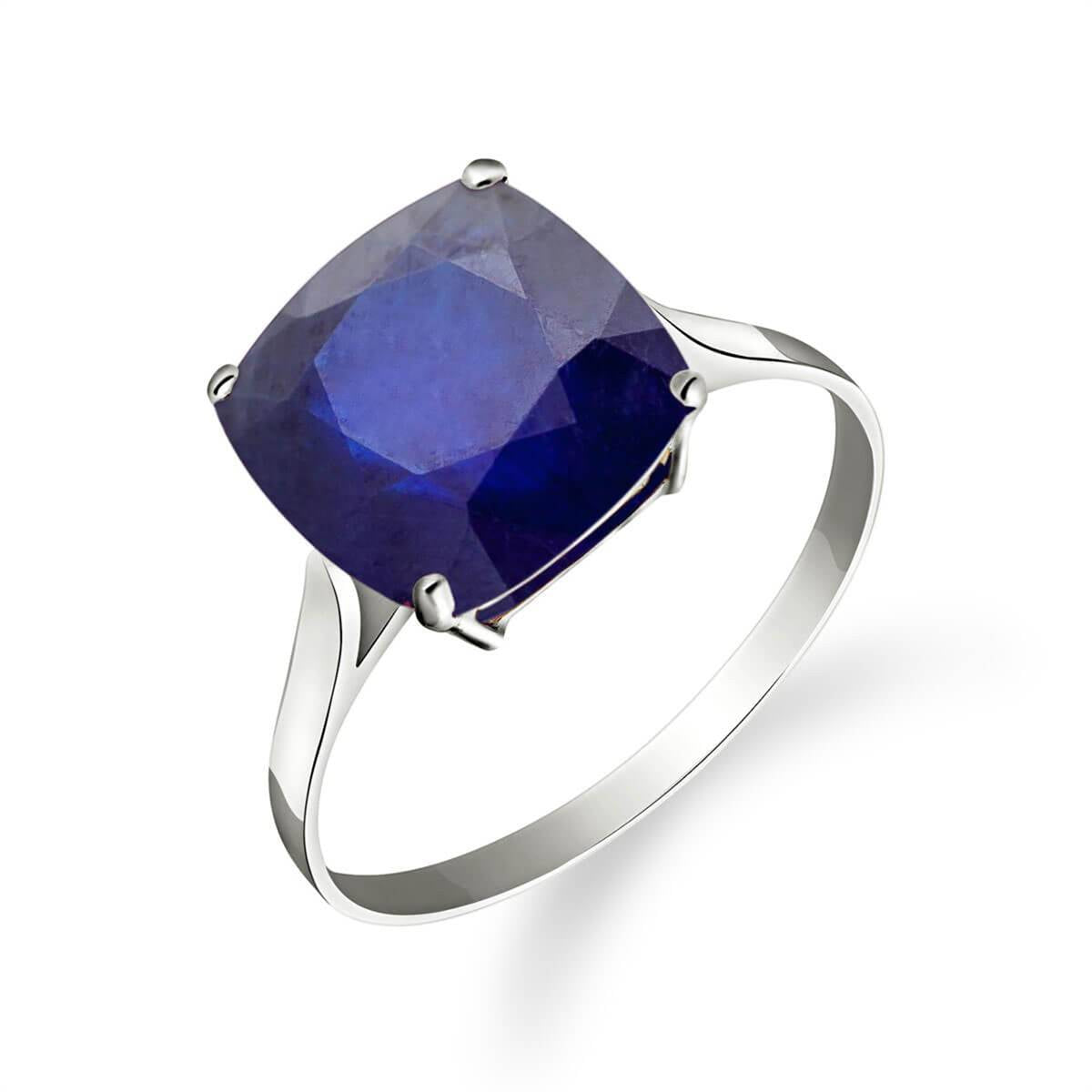 4.83 Carat 14K Solid White Gold Ring Natural Cushion Sapphire