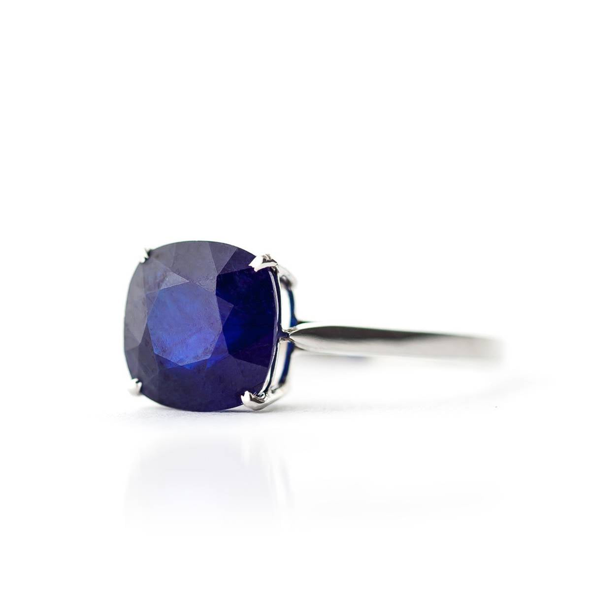 4.83 Carat 14K Solid White Gold Ring Natural Cushion Sapphire