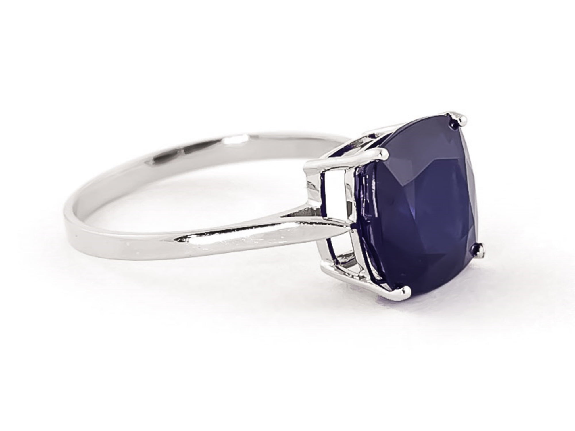 4.83 Carat 14K Solid White Gold Ring Natural Cushion Sapphire