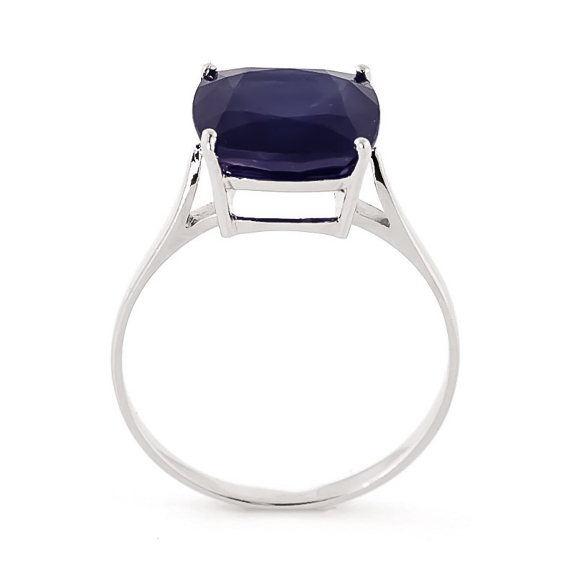 4.83 Carat 14K Solid White Gold Ring Natural Cushion Sapphire