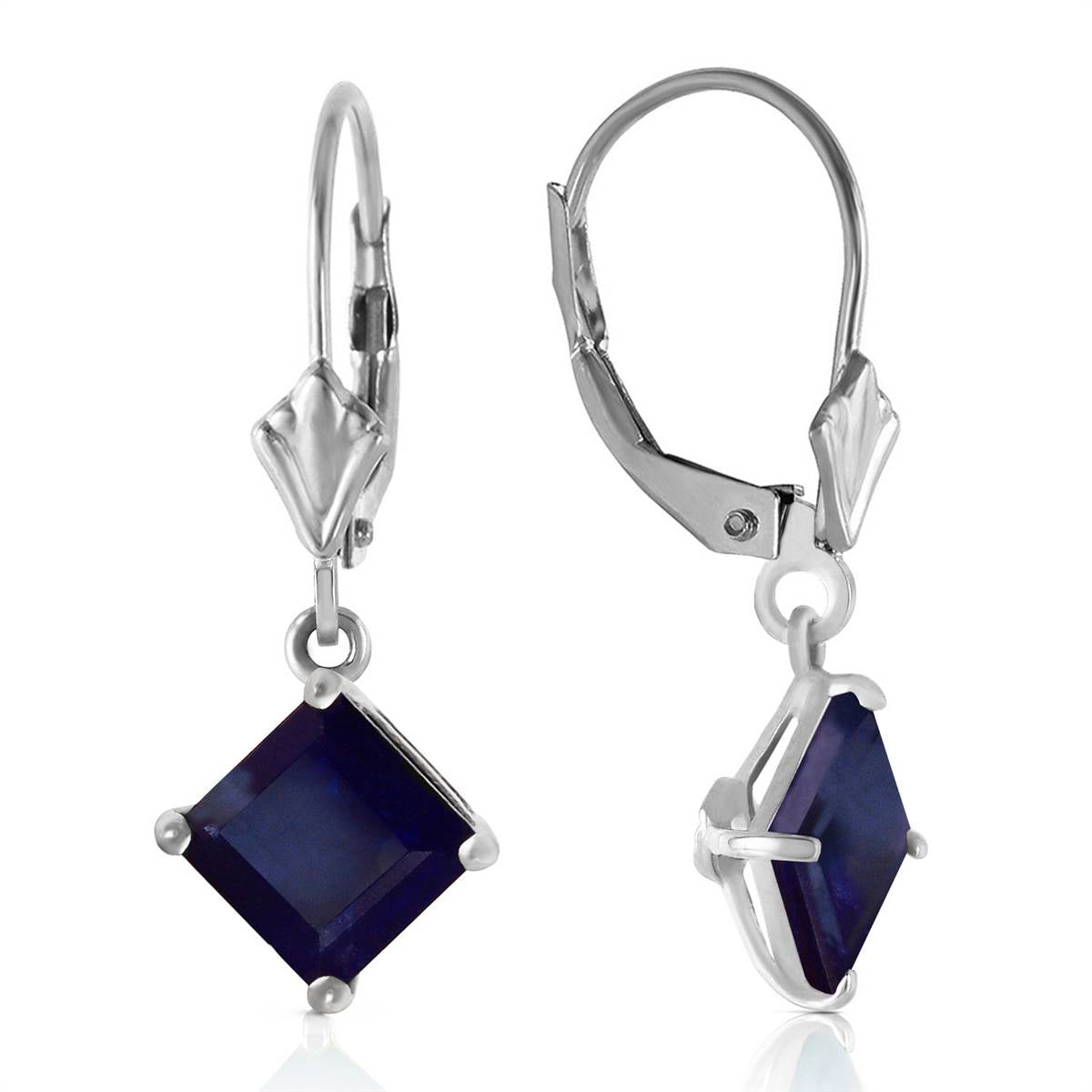 2.9 Carat 14K Solid White Gold Guided Spirit Sapphire Earrings