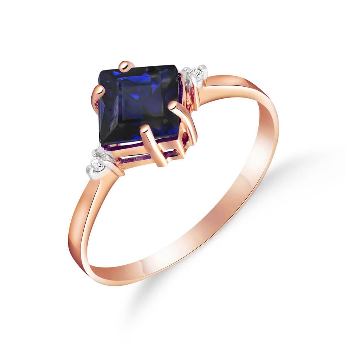 1.46 Carat 14K Solid Rose Gold Ring Diamond Sapphire