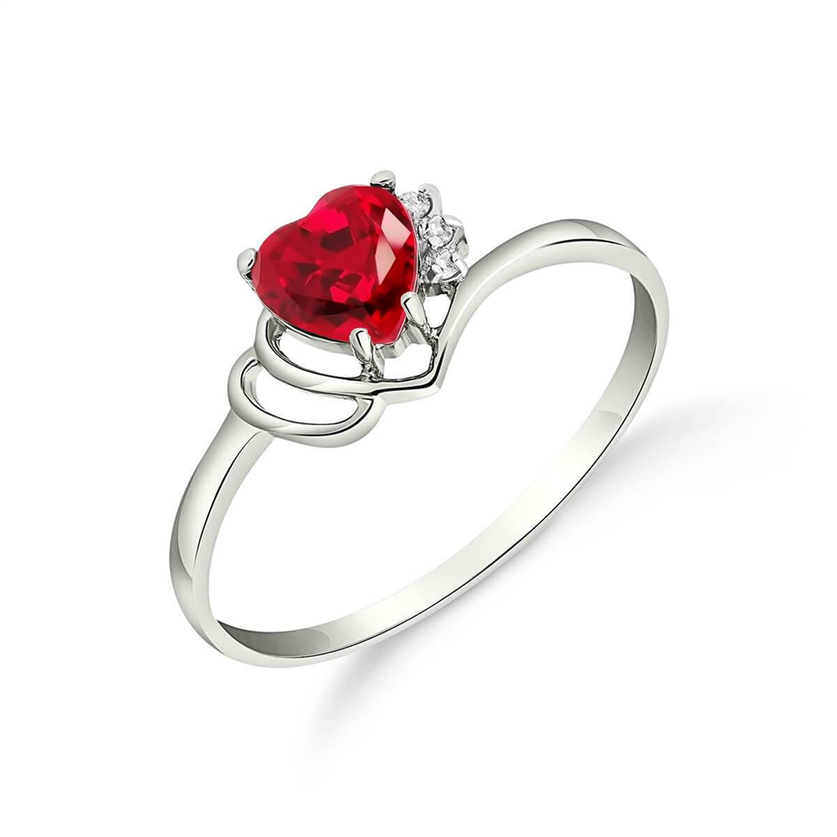 1.02 Carat 14K Solid White Gold Live In Love Ruby Diamond Ring