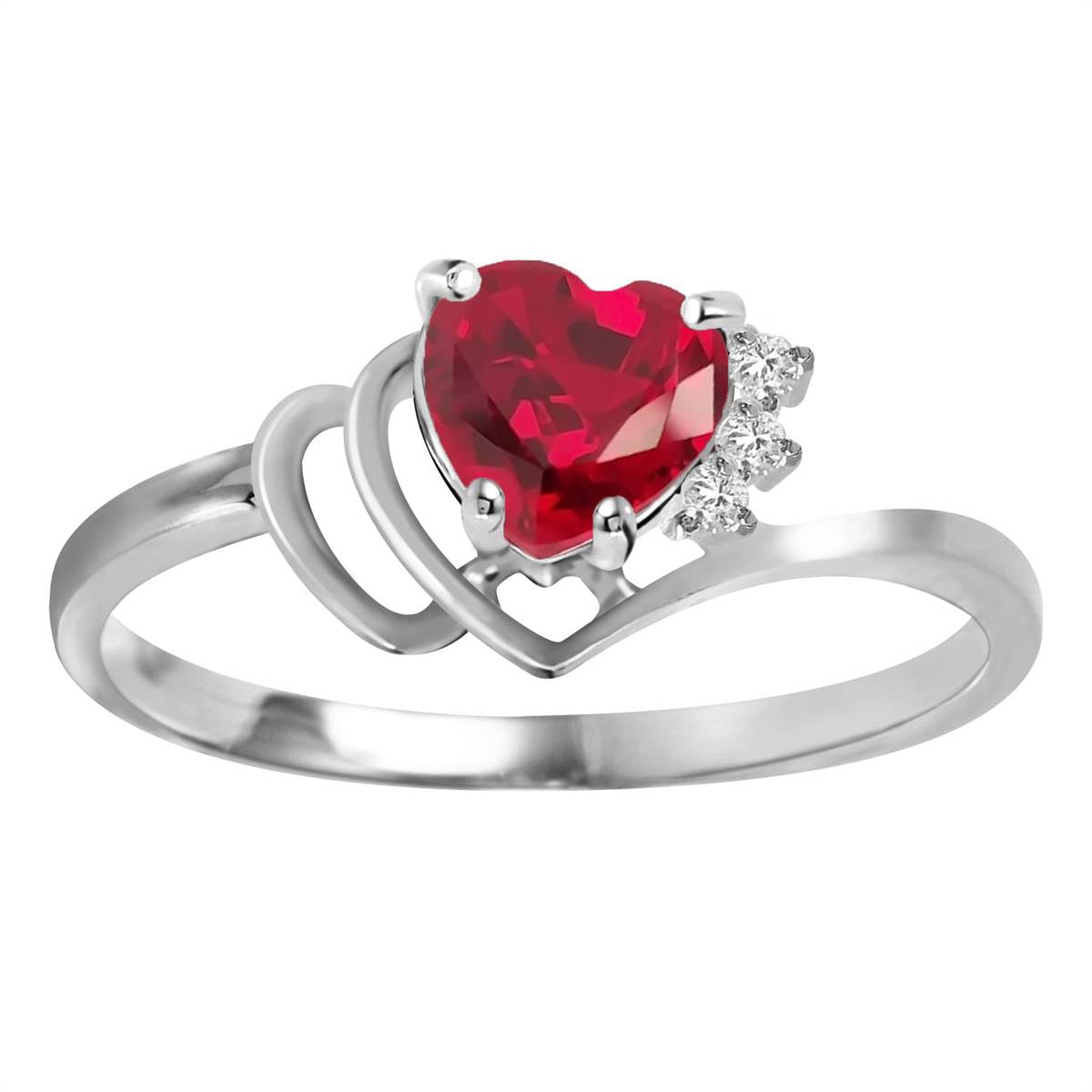 1.02 Carat 14K Solid White Gold Live In Love Ruby Diamond Ring