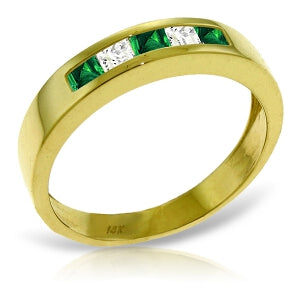 0.63 Carat 14K Solid Yellow Gold Rings Natural Emerald White Topaz