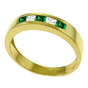 0.63 Carat 14K Solid Yellow Gold Rings Natural Emerald White Topaz