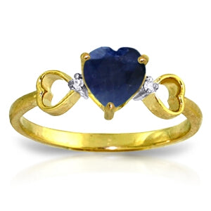 1.01 Carat 14K Solid Yellow Gold Beauty Classes Sapphire Diamond Ring