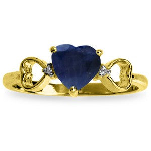 1.01 Carat 14K Solid Yellow Gold Beauty Classes Sapphire Diamond Ring