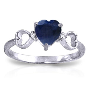 1.01 Carat 14K Solid White Gold Je L'aime Sapphire Diamond Ring