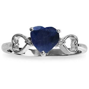 1.01 Carat 14K Solid White Gold Je L'aime Sapphire Diamond Ring