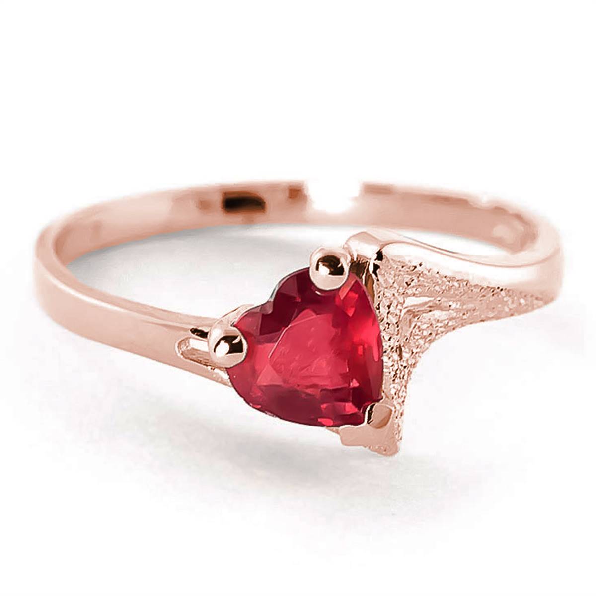 1 Carat 14K Solid Rose Gold Loveheart Ruby Ring