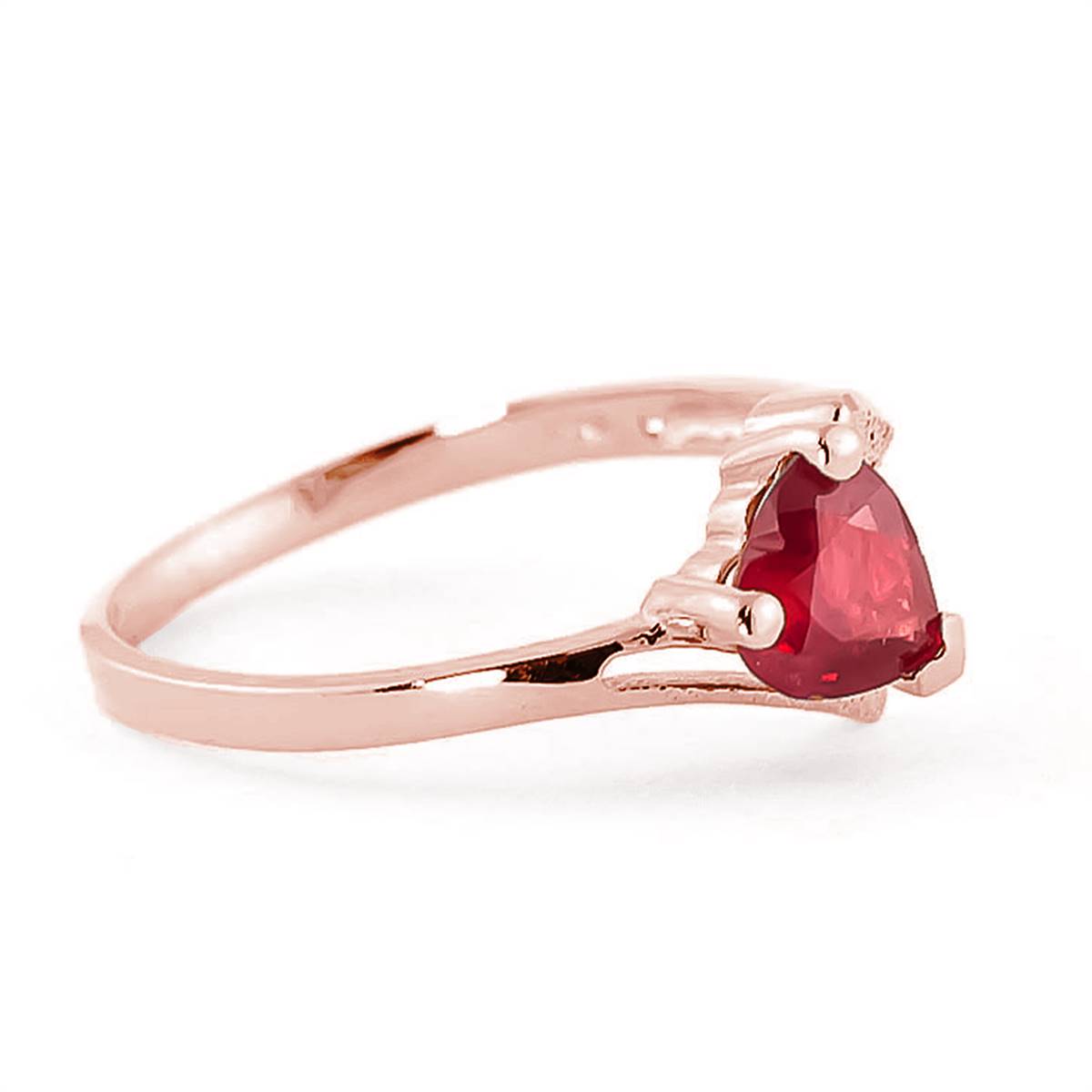 1 Carat 14K Solid Rose Gold Loveheart Ruby Ring