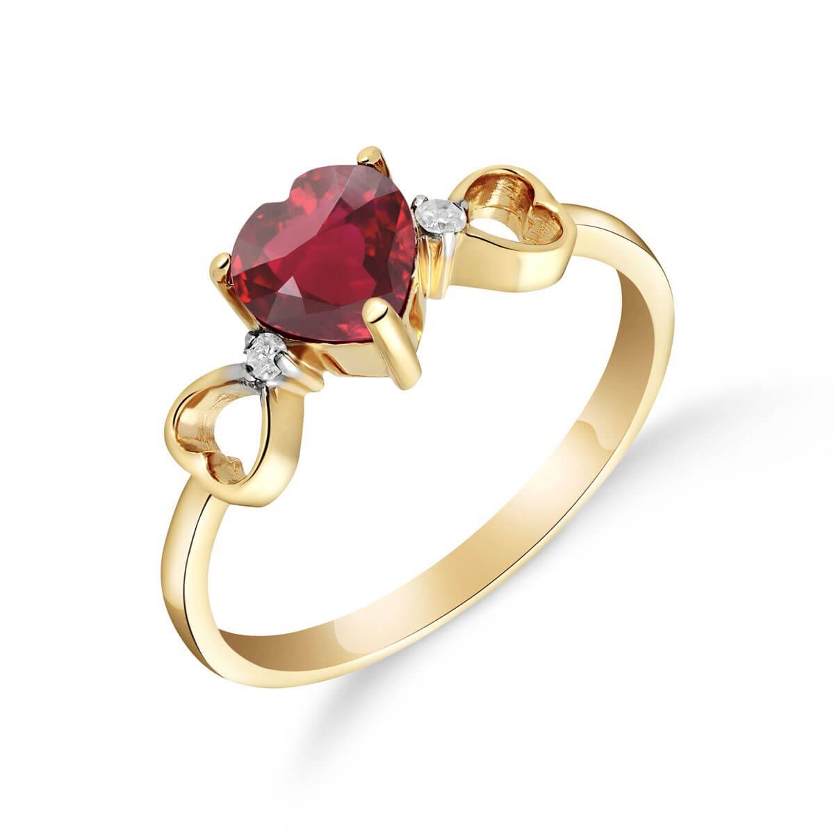 1.01 Carat 14K Solid Yellow Gold Confront The Angel Ruby Diamond Ring