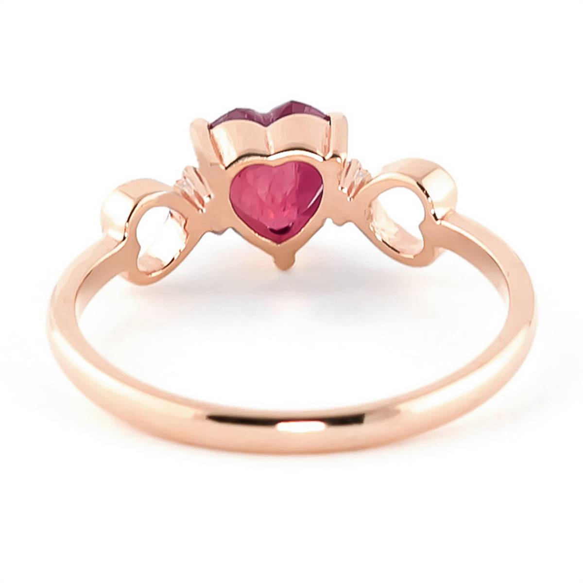 1.01 Carat 14K Solid Rose Gold Tri Heart Ruby Diamond Ring