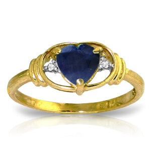 1.01 Carat 14K Solid Yellow Gold Hope Feathers Sapphire Diamond Ring