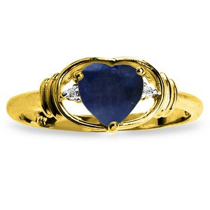 1.01 Carat 14K Solid Yellow Gold Hope Feathers Sapphire Diamond Ring