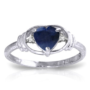 1.01 Carat 14K Solid White Gold Tender Concern Sapphire Diamond Ring