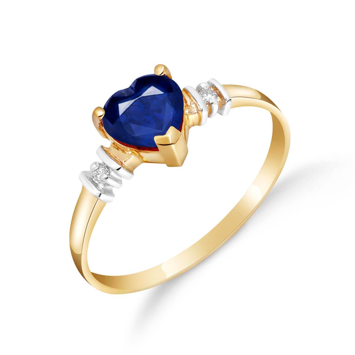 1.03 Carat 14K Solid Yellow Gold Ring Natural Sapphire Diamond