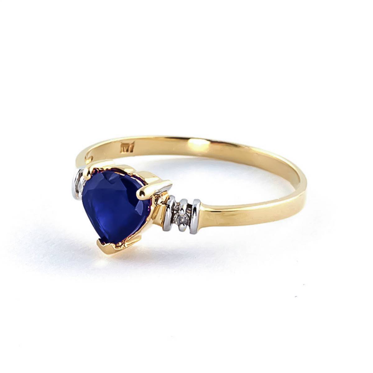 1.03 Carat 14K Solid Yellow Gold Ring Natural Sapphire Diamond