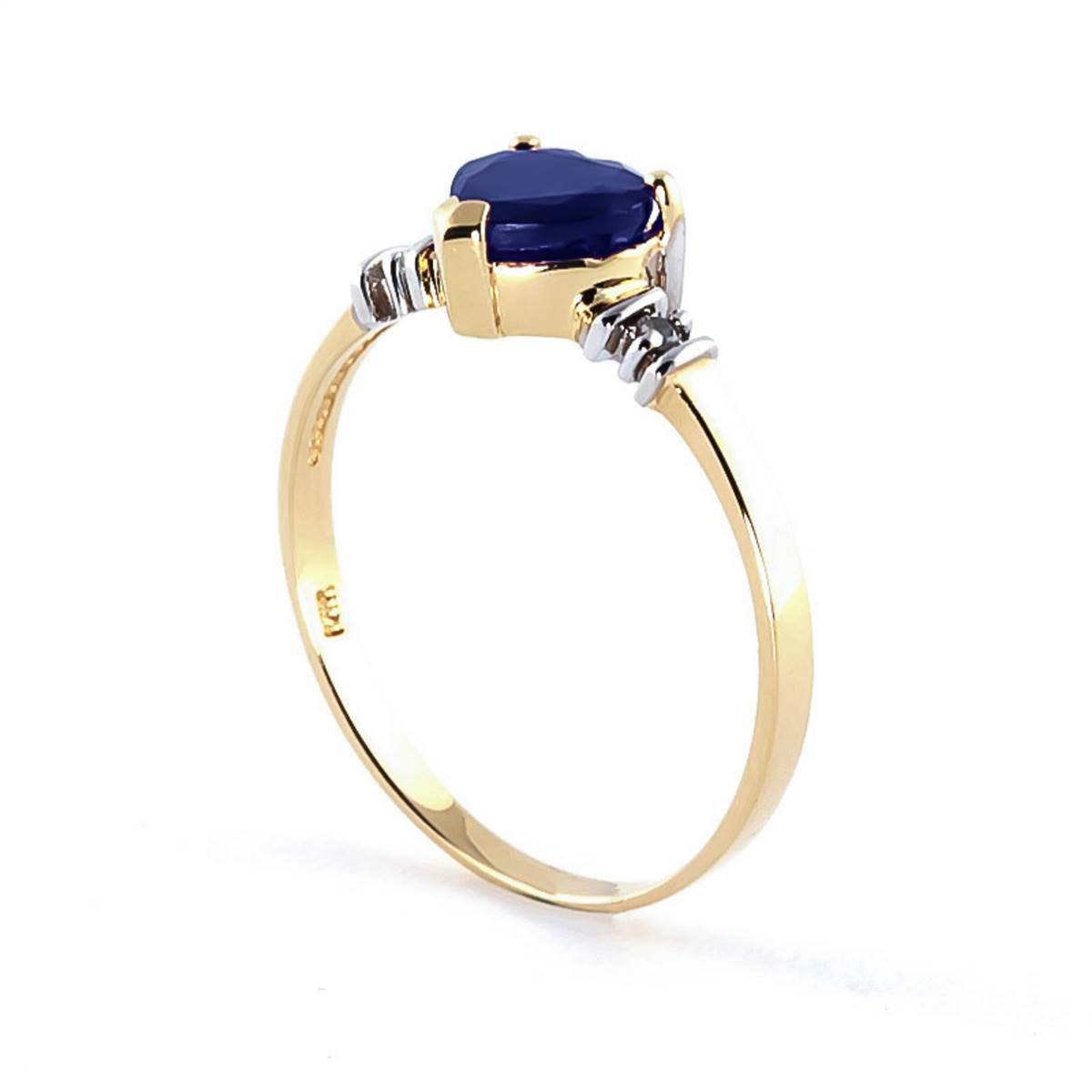 1.03 Carat 14K Solid Yellow Gold Ring Natural Sapphire Diamond