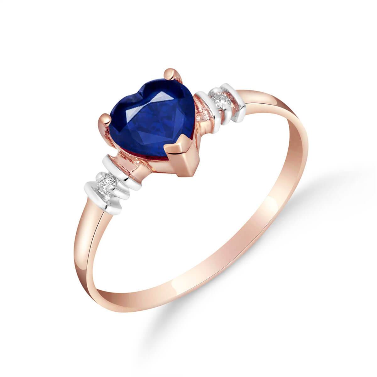 14K Solid Rose Gold Ring w/ Natural Sapphire & Diamonds