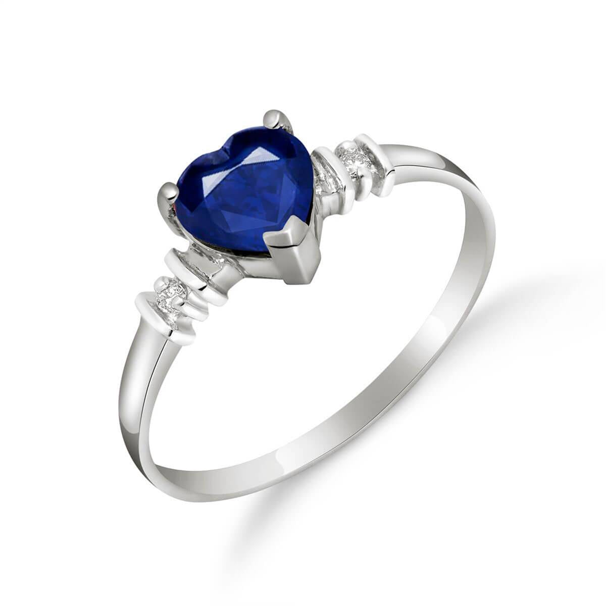 1.03 Carat 14K Solid White Gold Ring Natural Sapphire Diamond