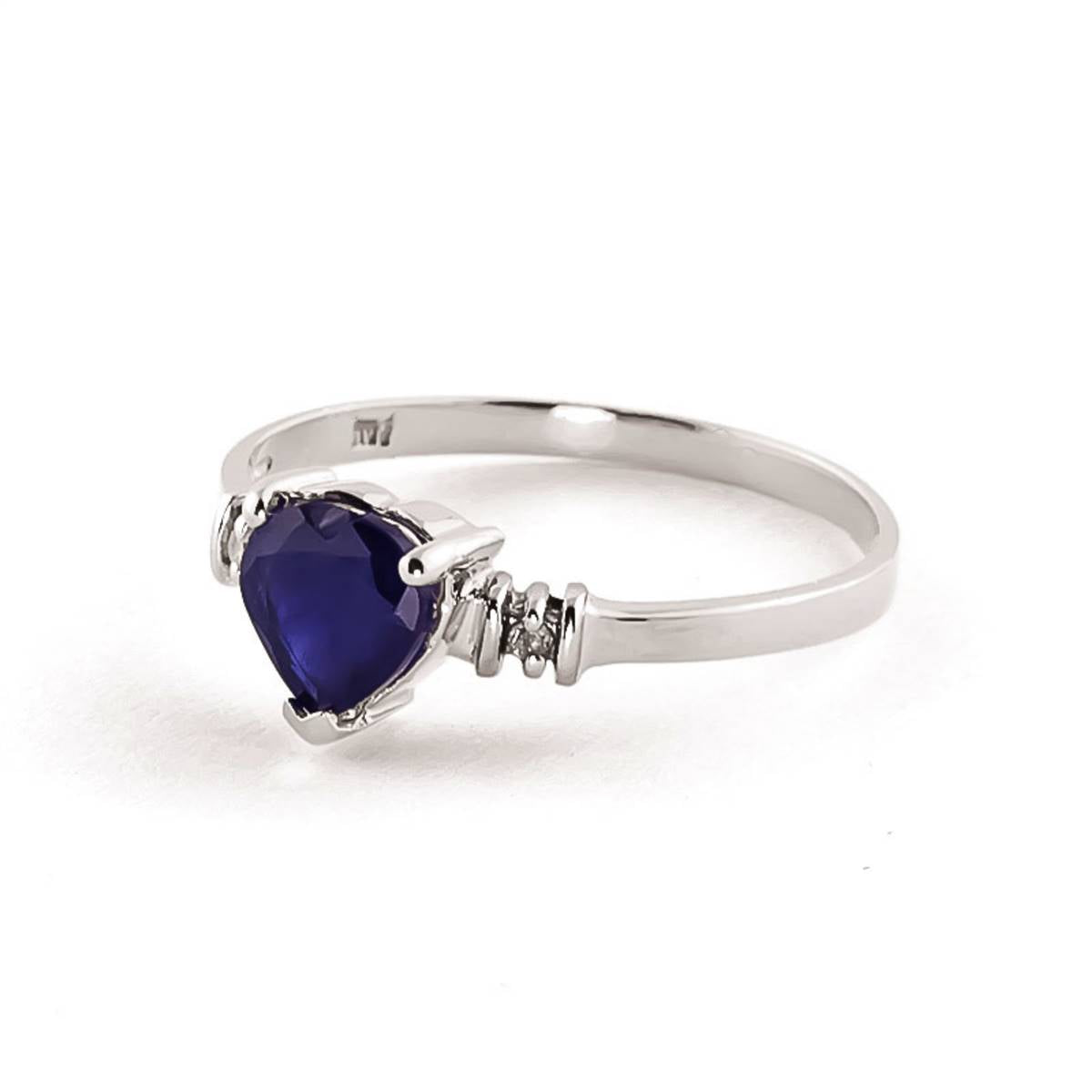 1.03 Carat 14K Solid White Gold Ring Natural Sapphire Diamond