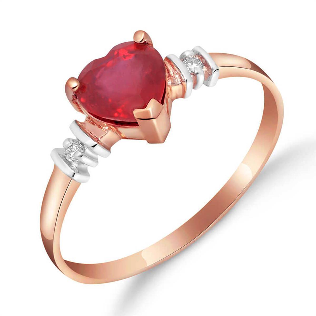 14K Solid Rose Gold Ring w/ Natural Ruby & Diamonds