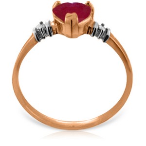 14K Solid Rose Gold Ring w/ Natural Ruby & Diamonds