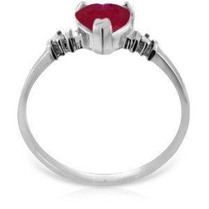 1.03 Carat 14K Solid White Gold Ring Natural Ruby Diamond