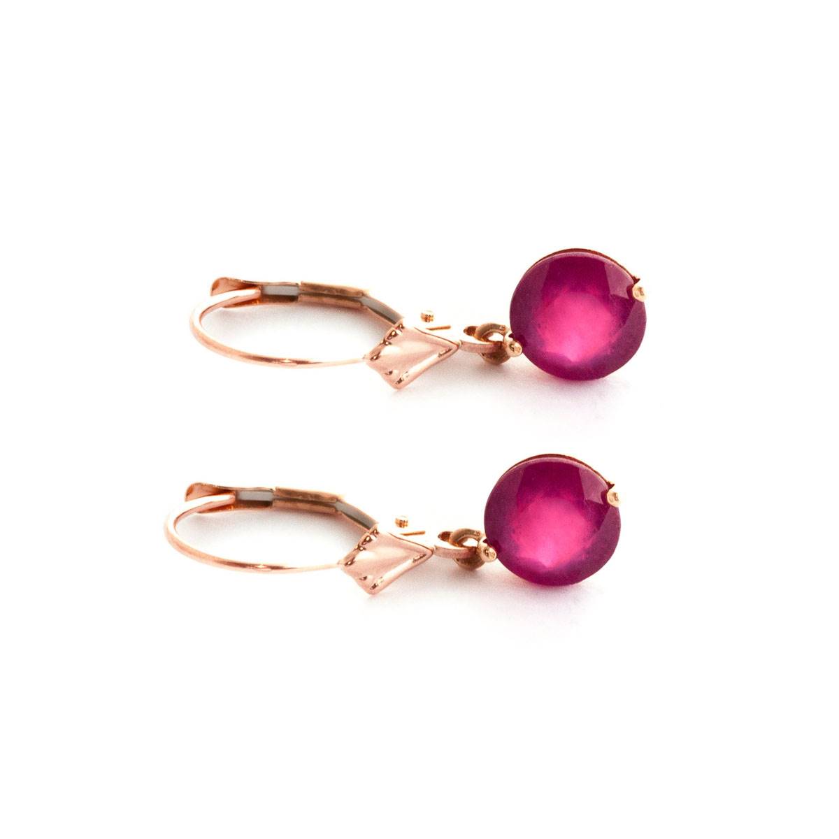 14K Solid Rose Gold Leverback Earrings Ruby Gemstone