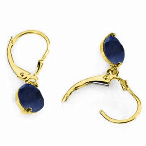 3.3 Carat 14K Solid Yellow Gold Sargasso Sea Sapphire Earrings