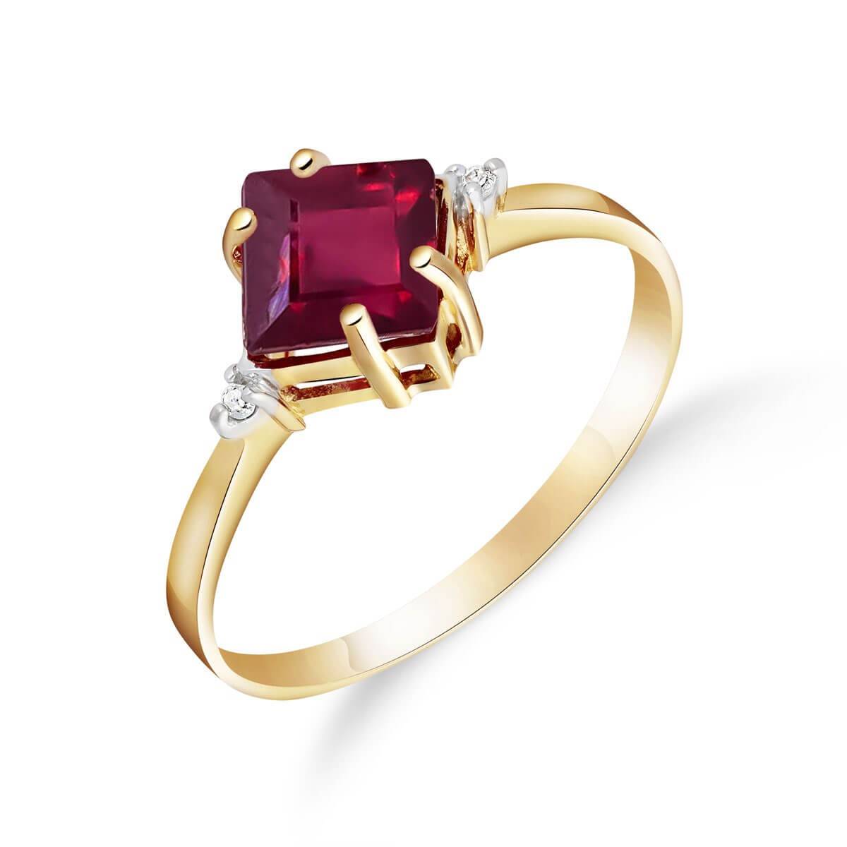 1.46 Carat 14K Solid Yellow Gold My Fire Inside Ruby Diamond Ring